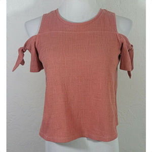 Madewell Crop XXS Top Skylark Pink Cold Shoulder